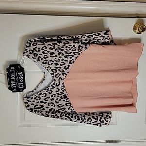 Misslook Blouse Medium Black Beige Pink Animal Print
